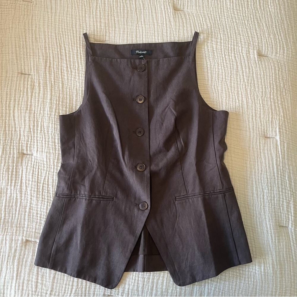 NWT Madewell Square-Neck Vest in Drapey Twill